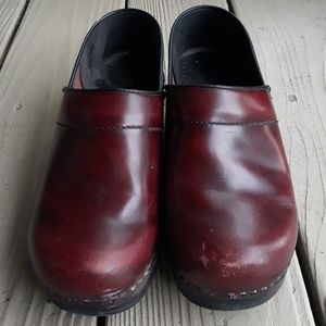 Dansko dark red clogs.